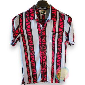 Vtg 90s T&C Surf Designs Rayon Shirt Men Small Deadstock Tribal Striped Button S